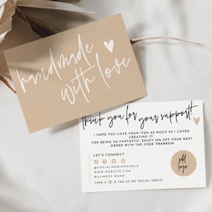 Boho Business Dankeskartenvorlage, Danke für Ihre Bestellung Vorlage, Boho Dankeschön Paketbeilage, Visitenkartenvorlage - Skye