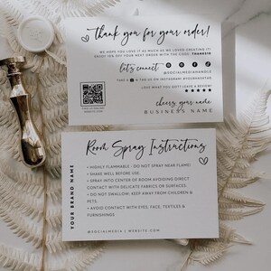 Room Spray Instruction Card Canva Template, Editable Linen Diffuser or Scent Instructions - Vera