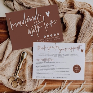 Jewelry Care Card Template, Boho Business Thank You Card Insert, Bohemian Jewelry Care Instructions, Printable Care Card Canva Template-Skye