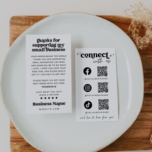 Retro Social Media Connect with Us Business Card Canva Template, QR Code, DIY Business Thank You Card 2x3.5" Like & Connect - Dani