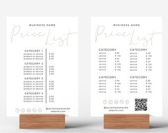 Elegant Price List Canva Template, Printable Payment Sign, Editable Pricing Sheet, Price Guide - Carli