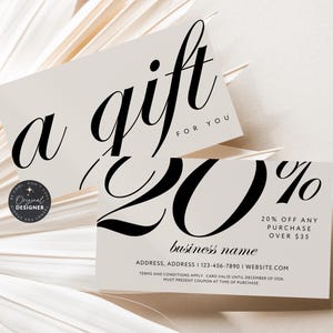 Aesthetic Coupon Card Canva Template, Printable Business Marketing Promo Business Card, Editable Old Money Discount Promotional Card - Wyn