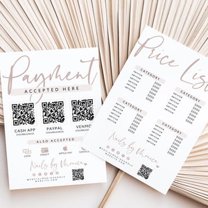 Scan to Pay Sign & Price List Canva Template, 3 QR Code Sign, Printable Payment Sign, Accepted Payments Sign, Pricing Sheet/Menu - Vera