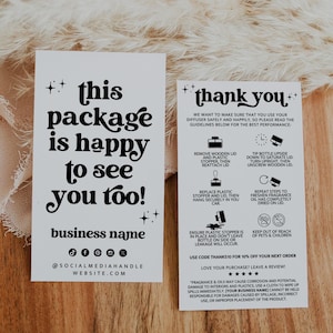 Retro Car Diffuser Care Card Canva Template, Editable Business Thank You, Printable Diffuser Instruction Card Package Insert 2x3.5 - Dani