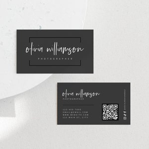 Modern Black Business Card Canva Template, INSTANT DOWNLOAD, Printable Business Card, Editable Business Card, DIY Business Branding - Ashe