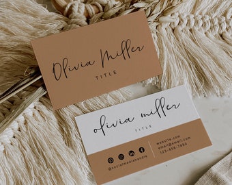 Boho Business Card Template, INSTANT DOWNLOAD Printable Business Card Template, DIY Calling Card, Minimal Business Card, Canva - Carli