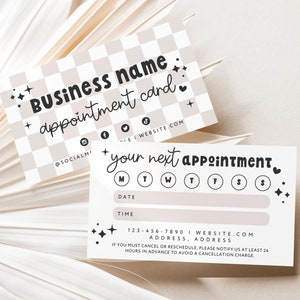 Retro Appointment Reminder Card Canva Template, Cute Editable Business Card, Booking Reminder Printable, Next Appointment Card - Millie