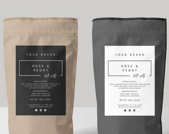 Bath or Body Product Pouch Label Minimalist Canva Template, Modern Apothecary Sticker, Editable Packaging Label for Body Scrub - April