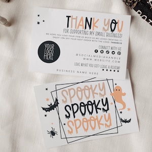 Pastel Halloween Business Thank You Card Template, Editable Small Business Thank You Card, Cute Halloween Spooky Thank You, Canva Template