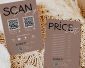 Editable Price List & Payment QR Code Sign Canva Template, Accepted Payments/Price Menu Bundle - Lyra