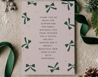 Business Christmas Thank You Canva Template, Editable Vintage Coquette Customer Order Insert Card