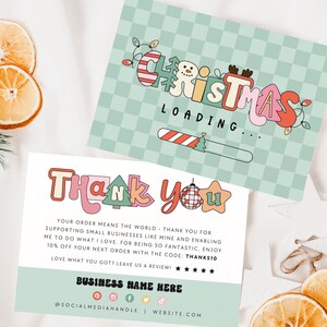 Cute Holiday Business Thank You Card Canva Template, Printable Christmas Thanks For Your Purchase Card, Package Insert Groovy Christmas Bryn