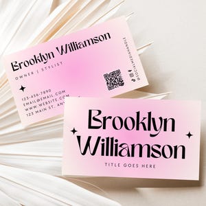 Aesthetic Business Card Canva Template with QR Code | Feminine Modern Elegant Branding | Hair Nail Stylist Salon Beauty Card - DC34