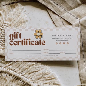 Retro-Geschenkgutscheinvorlage, DIY druckbare Geschenkgutscheinurkunde, bearbeitbare Geschenkkarte, Spa-Geschenkgutschein, druckbare Vorlage, Pixie