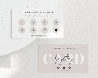 Loyalty Card Template, Modern Customer Loyalty Cards, Editable Rewards Card Design, Printable Salon Loyalty Cards, Lash Loyalty Card "Emory"