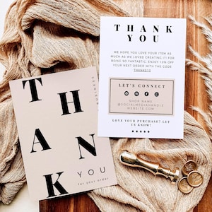 Modern Business Thank You Card Canva Template, Printable Thanks For Your Purchase Editable Small Business Package Insert Mailer Card