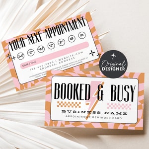 Fun Appointment Reminder Card Canva Template, Bright Editable Business Card, Booking Reminder Printable, Next Appointment Card - Brooks