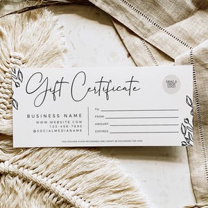 Boho Gift Certificate Template, DIY Printable Gift Voucher Certificate, Editable Gift Card, Spa Gift Certificate, Canva Template - Shiloh