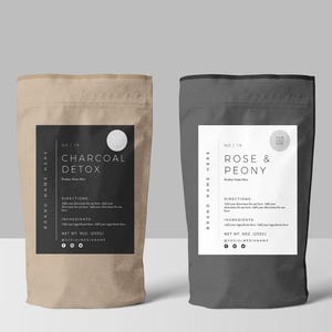 Pouch Label Template, Editable Body Product Label Template, Tea Pouch Labels, Bath Salt Beauty Packaging Label, DIY Coffee Stickers - Greer