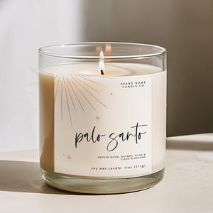 Modern Boho Gold Candle Label Canva Template, Editable Candle Label Design, Customizable Label Template, Bohemian Sun Label Design - Gwen