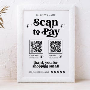Editable Scan to Pay Sign, QR Code Sign Template, Printable Payment Sign, Accepted Payments Sign, CashApp Venmo Sign Customizable Canva-Dani