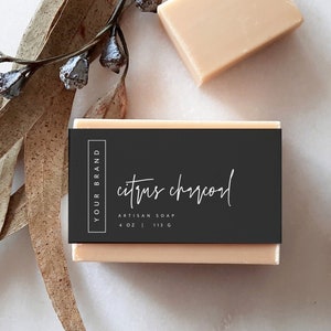 Etichette per sapone minimaliste, modello modificabile Canva, etichetta per saponetta stampabile, modello per etichetta per prodotti per il corpo, design per etichetta per confezione di sapone - Pioggia