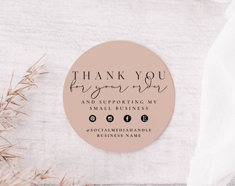 Small Business Thank You Sticker Template, Business Packaging, Small Business Label, Business Branding Label, DIY Package Seal, 2" 3" - Andi