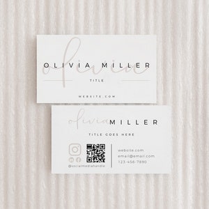 Modèle de carte de visite QR Code, téléchargement immédiat, modèle de carte de visite imprimable, carte de visite à faire soi-même, carte modifiable, modèle canva - Carli