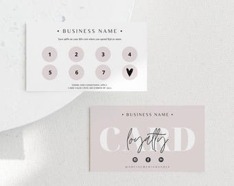 Loyalty Card Template, Modern Customer Loyalty Cards, Editable Rewards Card Design, Printable Salon Loyalty Cards, Lash Loyalty Card "Emory"