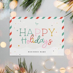 Colorful Christmas Business Thank You Card Canva Template, Cute Holiday Printable Thanks For Your Purchase, Rainbow Fun Package Insert Card