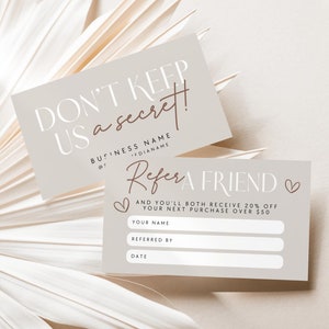 Boho Refer A Friend Business Card Template, DIY Printable Referral Discount Rewards Card, Client Referral Card, Editable Rewards Card - Nora