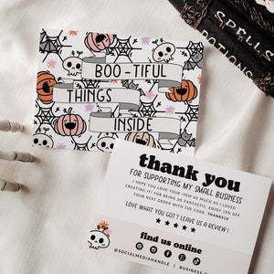 Halloween Business Thank You Card Template, Editable Small Business Thank You Template, Customizable Package Insert, Fall Thank You Canva