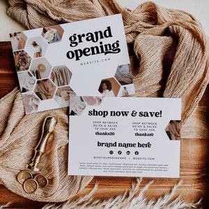 Grand Opening Flyer, Promo Photo Website Launch Template, Canva Marketing Flyer, Photo Referral Card, Coupon Code Card Template Canva - Dani