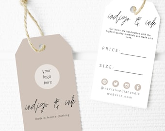 Editable Hanging Tags Template, Printable Fashion Label Template, Editable Thank You, Boutique Swing Tags, Clothing Tag, Price Tag, "Emory"