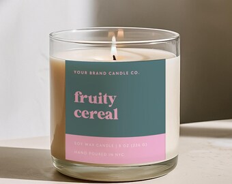 Colorful Retro Candle Label Canva Template, Editable Cute Pastel Jar Label Design
