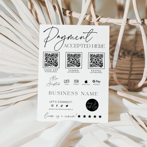 Modern Scan to Pay Sign Canva Template, QR Code Sign, Printable Payment Sign, Accepted Payments Sign, CashApp Paypal Payment Here - Ayla