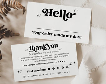 Retro Business Thank You Card Canva Template, DIY Personalized Thank You Package Insert Personalizable Printable Business Card 3.5x2 - Dani