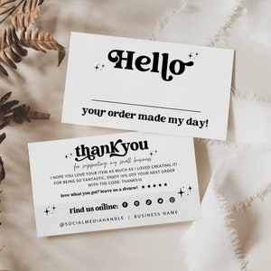 Retro Business Thank You Card Canva Template, DIY Personalized Thank You Package Insert Personalizable Printable Business Card 3.5x2 - Dani