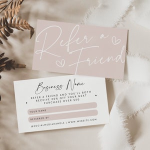 Refer A Friend Business Card Template, Printable Referral Discount Card, Rewards Card, Client Referral Card, Editable Rewards Card - Ayla