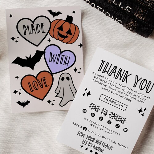 Cute Halloween Business Thank You Card Template Editable Etsy Israel