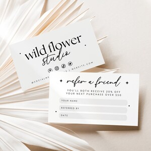Refer A Friend Business Card Template, Printable Referral Discount Card, Canva Template, Client Referral Card, Editable Rewards Card - Cinna