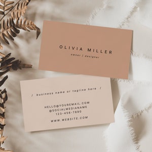 Simple Blush Business Card Canva Template, Minimalist Printable Business Card, Elegant Editable Business Card, Minimal Branding - Bailey