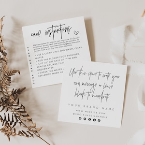 Flower Care Card Canva Template, Florist Fresh Cut Flowers Care Instructions, Florist Business Enclosure Card Template, Flower Card - Dusk