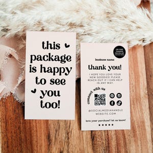 Cute Retro Business Card Thank You Canva Template, QR Code Editable Customer Thank You Business Packaging Insert Mini Thank You 2x3.5" -Jace