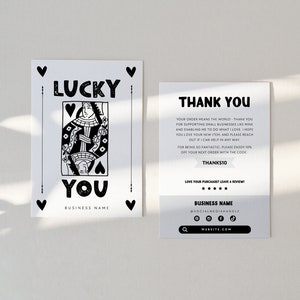 Trendy Business Thank You Card Canva Template, Editable Playing Card Queen Customer Thank You Business Packaging, DIY Personalized Thank You