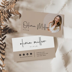 Boho Business Card Canva Template, INSTANT DOWNLOAD, Printable Business Card with Photo, DIY Calling Card, Minimal Business Card - Blair