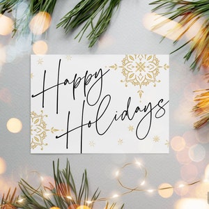 Gold Christmas Business Thank You Canva Template, Minimal Holiday Printable Thanks For Your Purchase, Editable Seasonal Package Insert Card