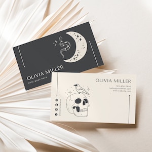 Goth Business Card Canva Template, DIY Printable Business Card, Dark Business Branding, Spiritual Celestial Moon DIY Editable Business Card