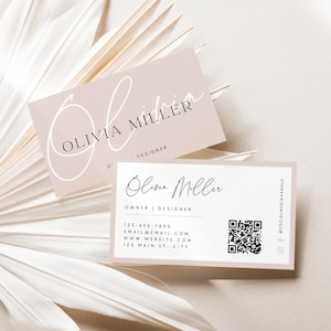 Boho Business Card Template, DIY Printable Business Card, Blush Small Business Card, Business Branding, Minimal Business Card Canva - Ayla