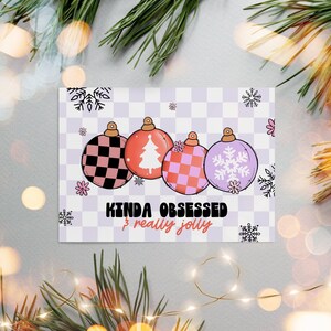 Groovy Checkered Christmas Business Thank You Card Canva Template Retro Holiday Printable Thanks For Your Purchase Xmas Order Package Insert